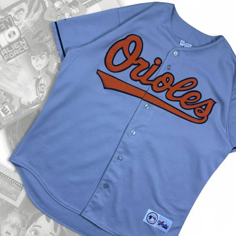 Vintage 90s Majestic MLB Baltimore Orioles Stitched Baseball Jersey Mens L Grey